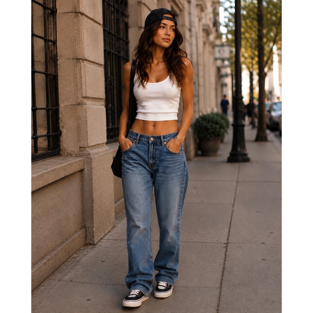 Abercrombie & Fitch Size 26/2L The Baggy Low Rise Jeans Medium Wash Relaxed 1482